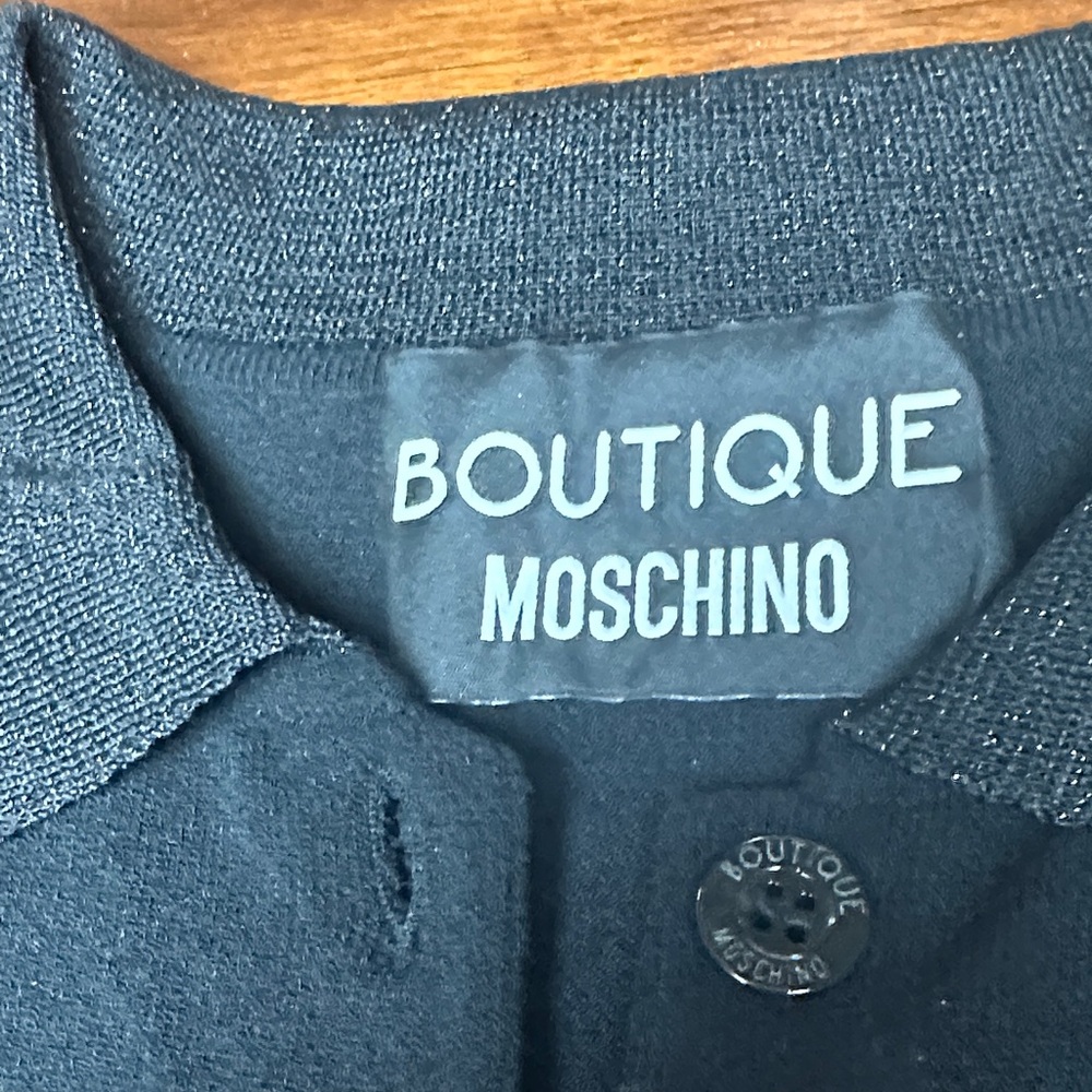 Boutique Moschino Black & Cream Knit Button-Down Dress | Long Sleeve | Size 4 - Picture 4 of 16